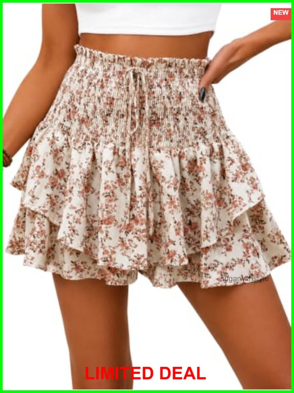 Women's Floral Skort High Waisted Flowy Ruffle Mini Skirt with Shorts